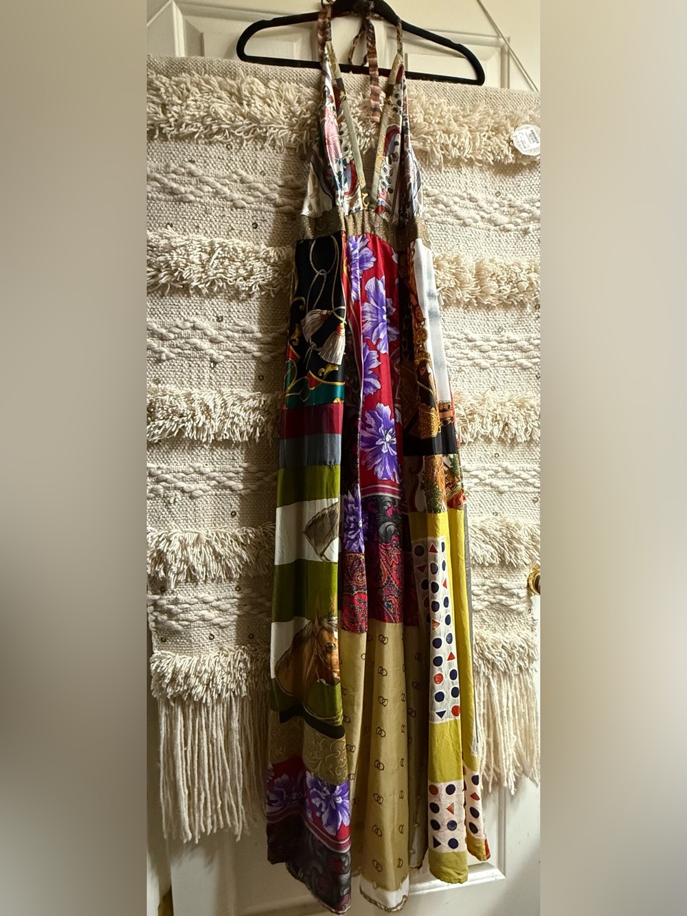 The burning torch patchwork halter dress